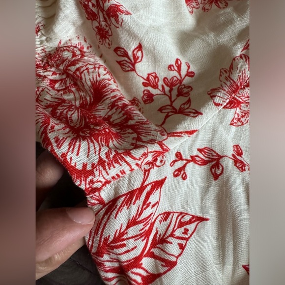 Lost and Wander mini dress floral print ivory red short sleeve size large - Picture 10 of 14